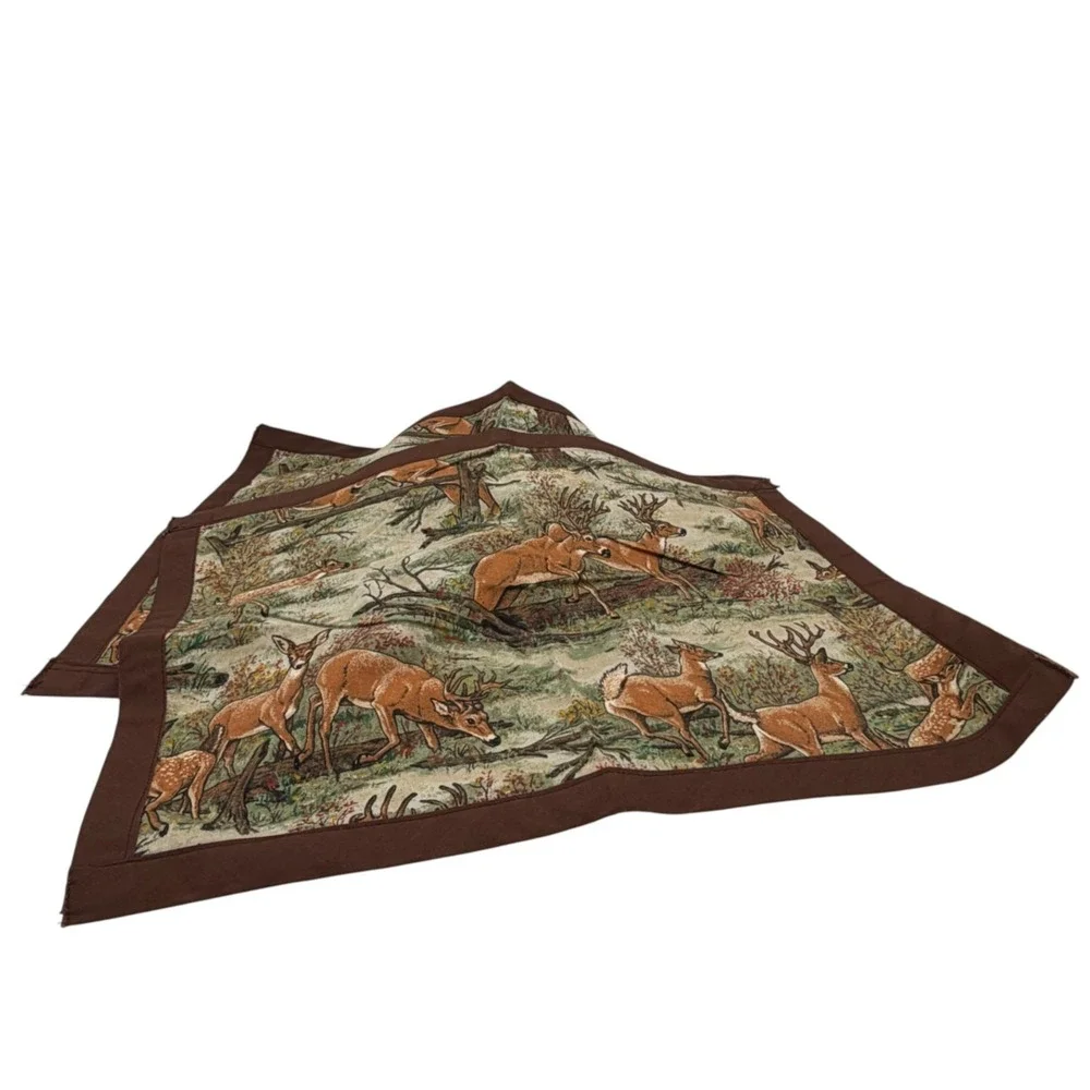 Handmade Deer Stag Table‎ Linens Lot (4) 2 Runners + 2 Placemats Rustic Lodge